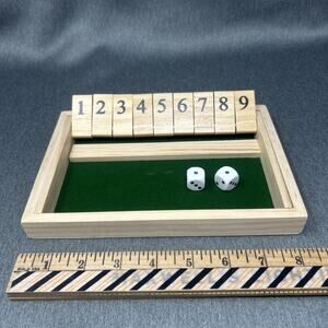 Shut The Box Game Wooden Dice Math Strategy Pub Style Felt Surface 8 Inch